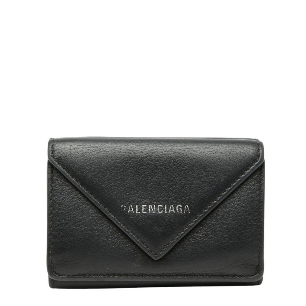 Balenciaga Paper Wallet Tri fold Compact Black Leather - Picture 1 of 6